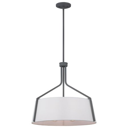 NUVO Livingston 4-Light Pendant, E26 60W, Putty Gray, White Linen Fabric Shade 60/7668